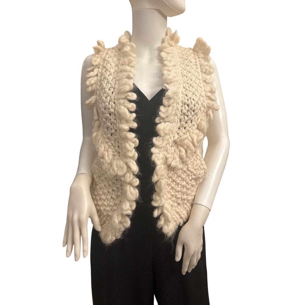Anthropologie Twinkle by Wenlan Wool Women's Chunky Knit Cream Vest Small/Medium